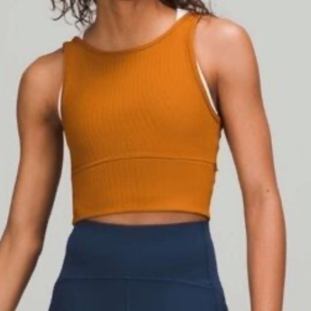 lululemon athletica Ribbed Cropped Tank Top - Mustard Orange